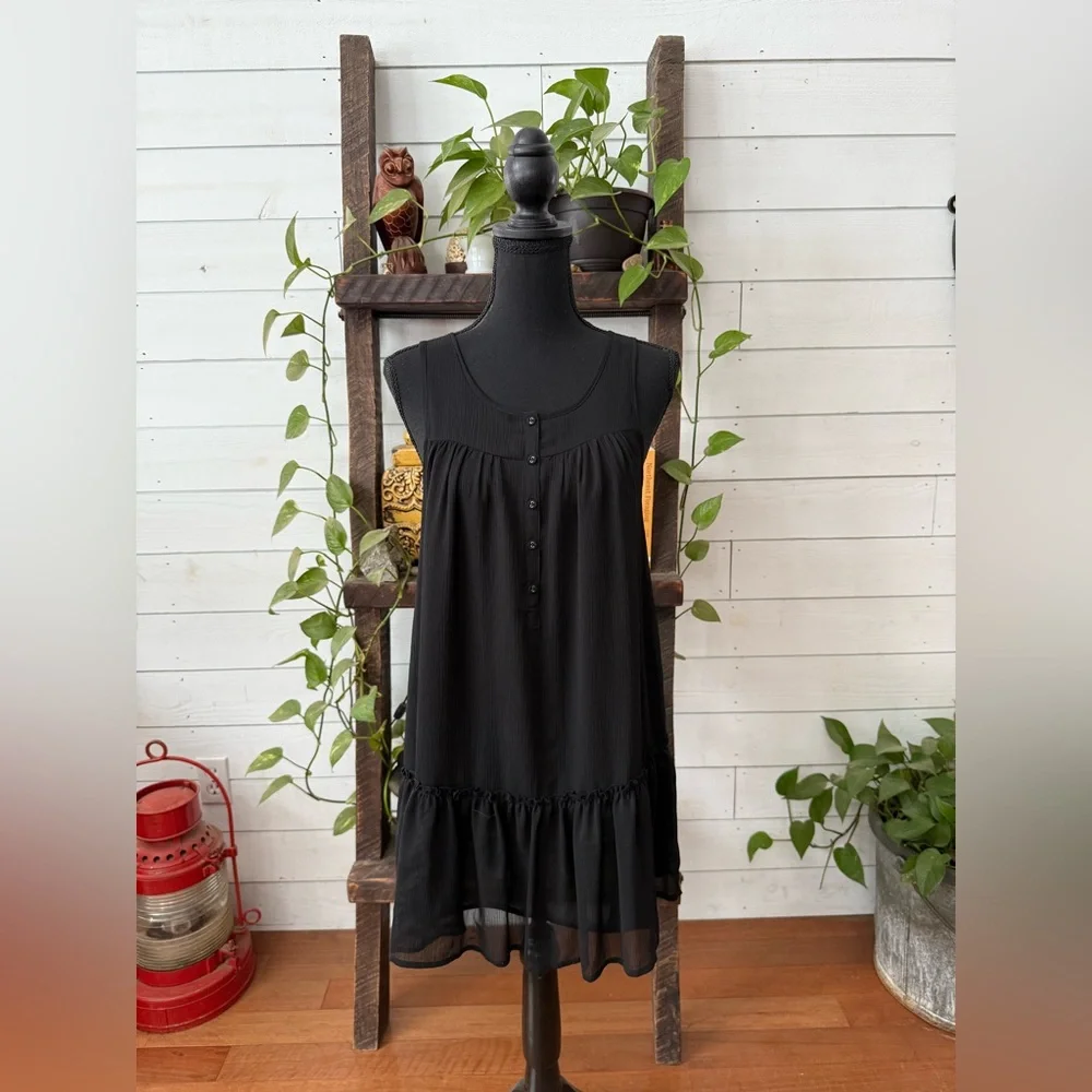 Divided Black Ruffle Hem Dress